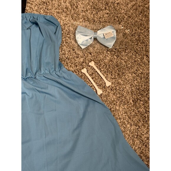 Flintstones Wilma Pebbles Costume Blue Dress Bow Bones Halloween Adult Large NEW - Picture 9 of 15